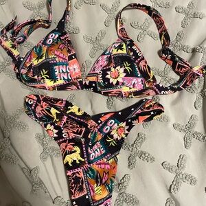 Tropical Print Bikini Set